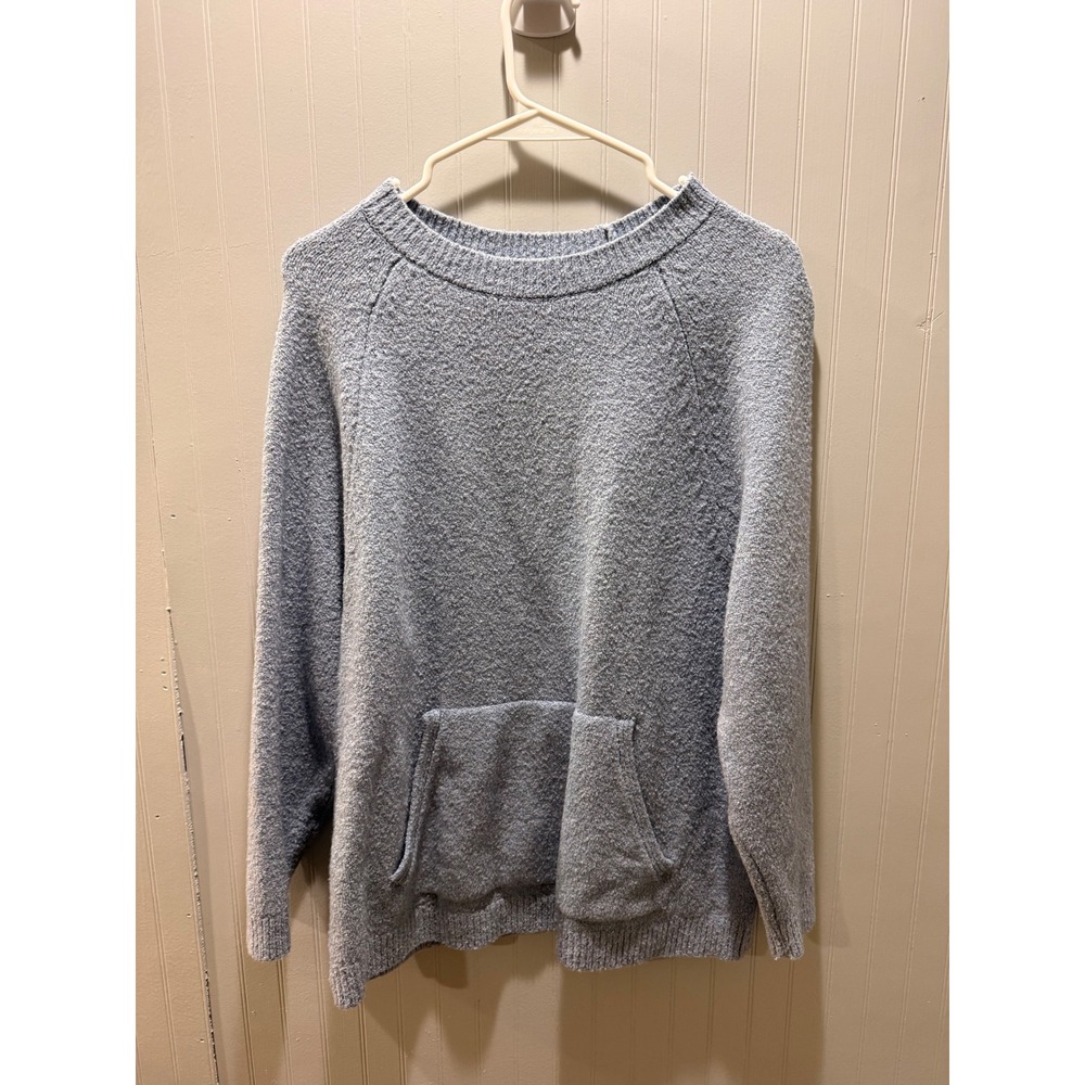 Pure Jill J. Jill Women Blue Boucle Knit Kangaroo Pocket Sweater Small Petite